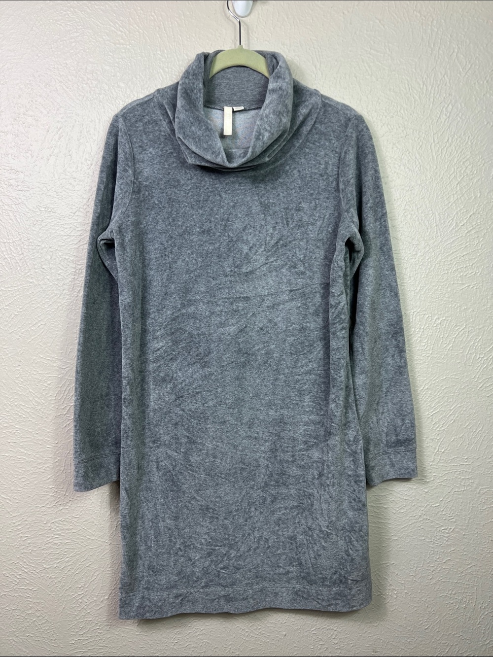 J. Jill Pure Jill Gray Velour Long Sleeve Cowl Neck Mini Dress XS